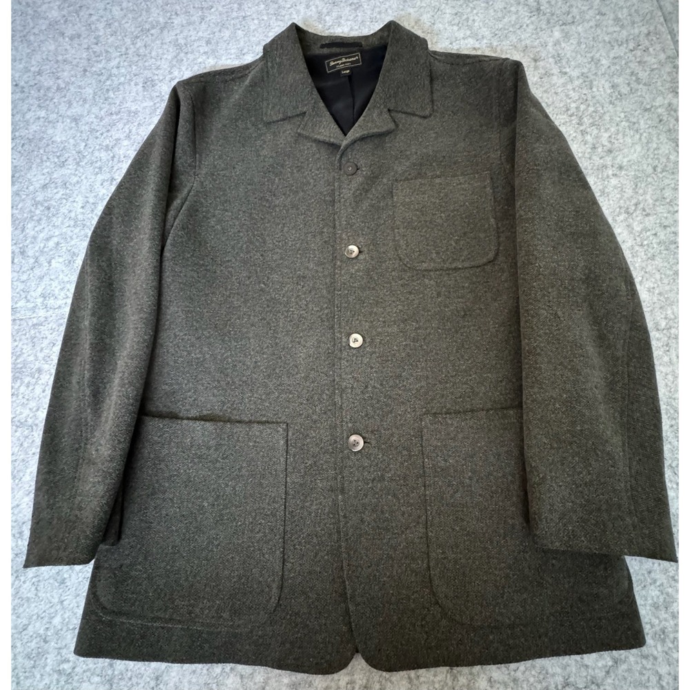 Tommy Bahama Blazer Mens Large Gray Wool Herringbone Sport Coat Island Soft